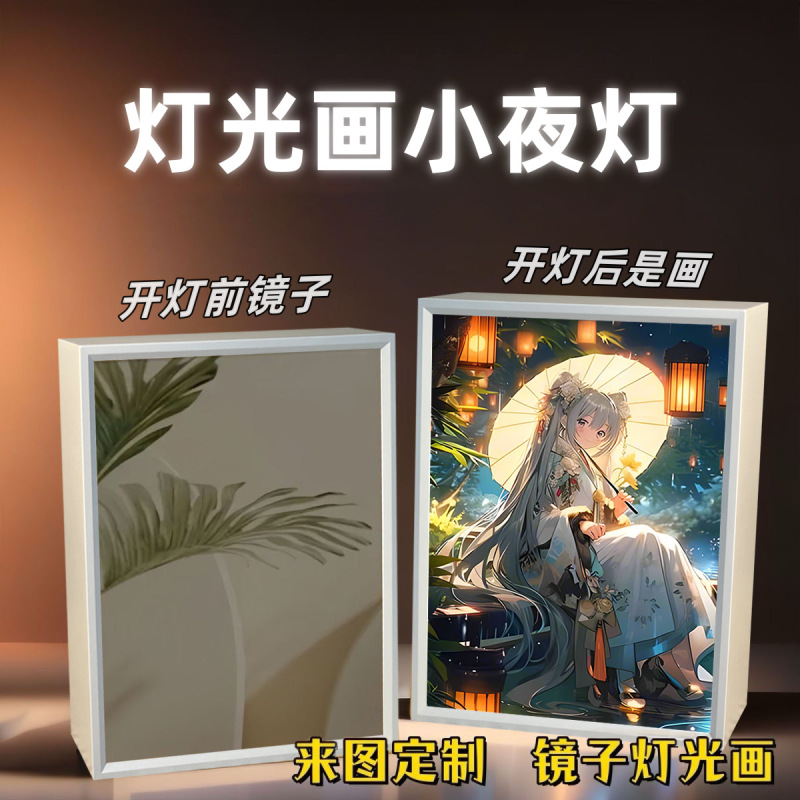 初音ミクミラーライト画高级diyギフト彼女にプレゼントガールフレンドクラスメートインスタ风ルームライト画リビング|undefined