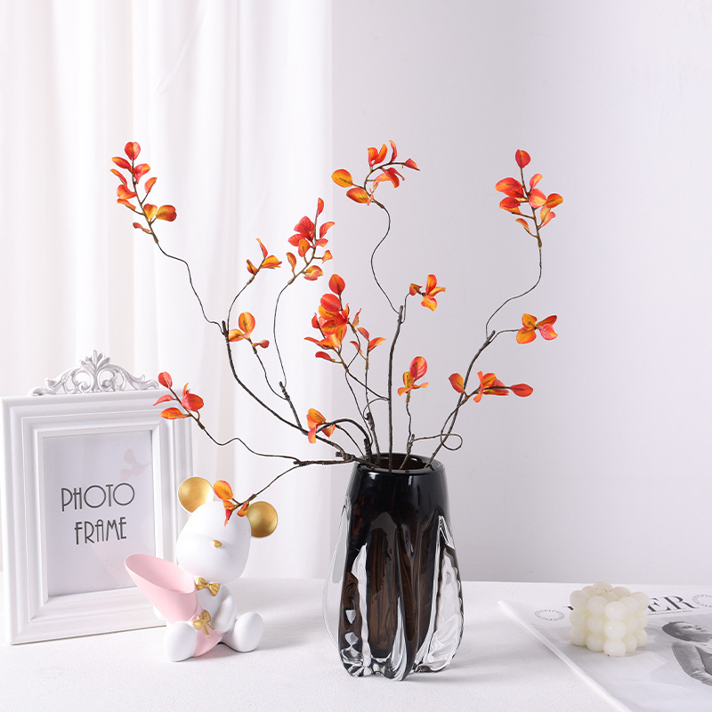 仿真绿植 枯枝秋枫叶 手感榕树叶家居酒店软装工程婚庆盆景假树叶