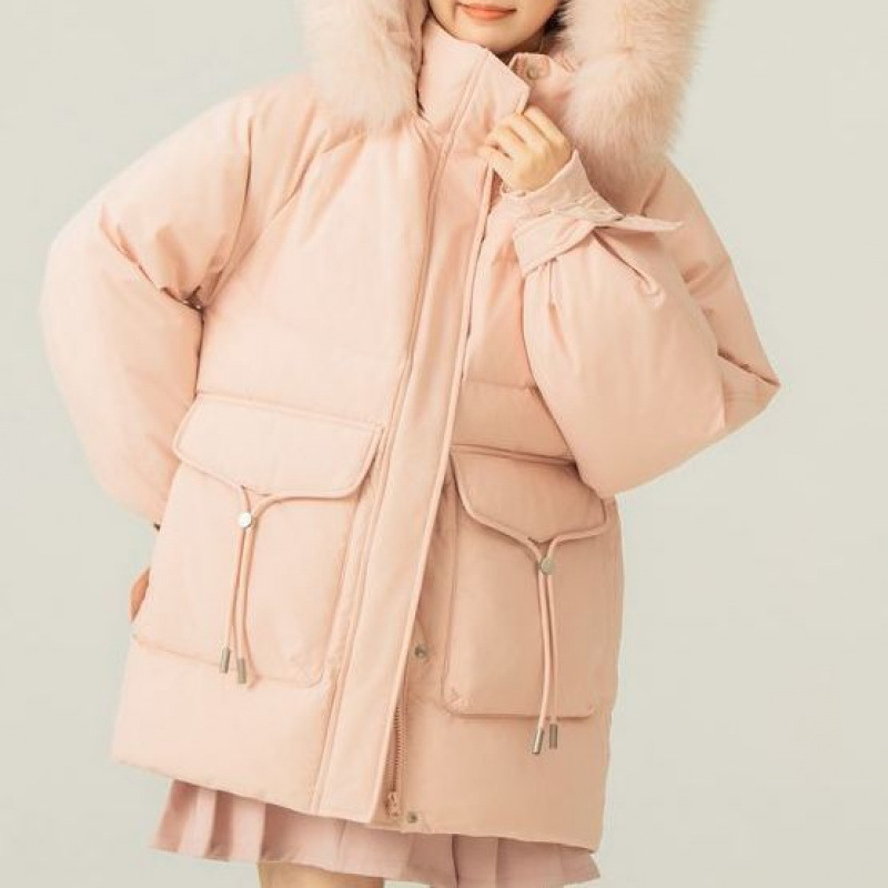 핑크색 세련된 인조 모피 칼라