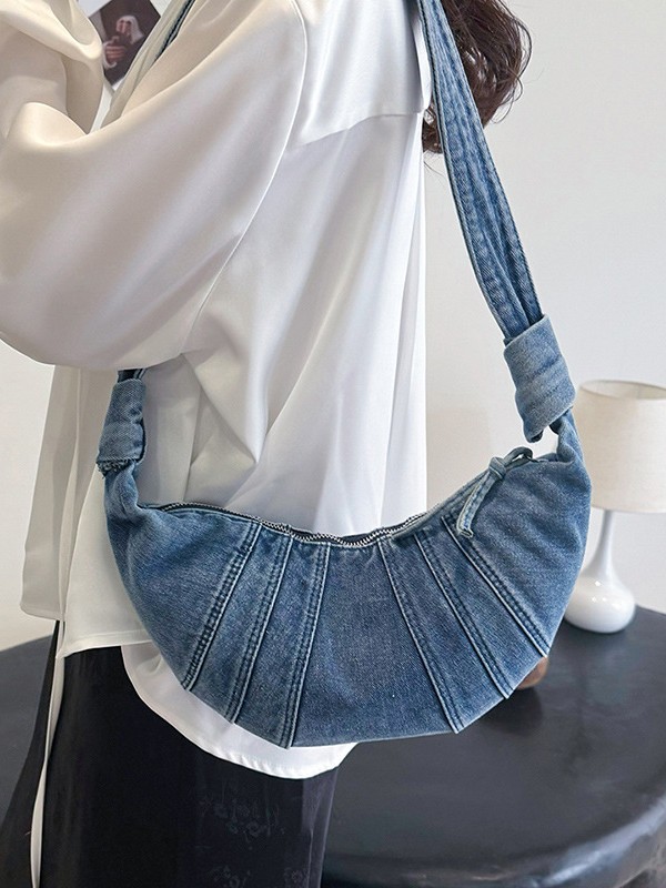 Bolso bandolera mujer 2025 nuevo bolso de bola de masa con costuras de mezclilla transfronterizo Bolso de ocio de trabajo de paso con sentido avanzado