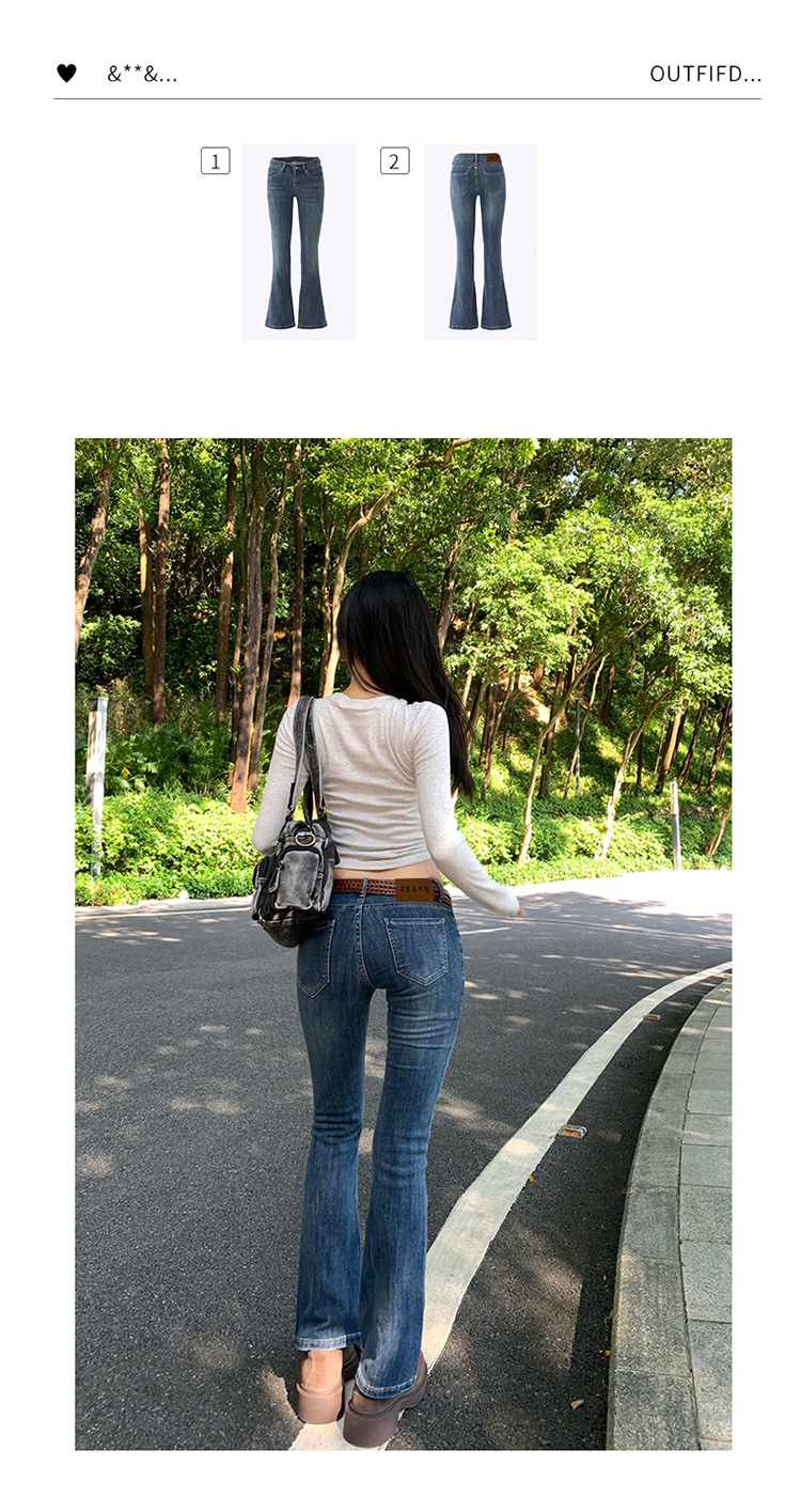 Retro flared jeans voor dames lage taille stretch slim fit broek_voghion.com