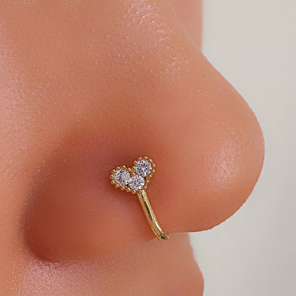 Diamond Studded Heart Rabbit Nose Ring Set Fashion Jewelry_voghion.com