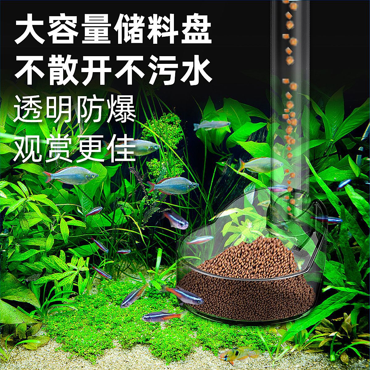 Tubo de alimentación de peces pequeños, dispositivo de alimentación de alimentos para peces pequeños, anillo de alimentación, camarones de cristal, dispositivo de alimentación de artefactos de peces, dispositivo de alimentación, hundimiento, anti-espolvoreo