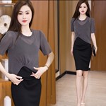 网红爆款夏季银丝凉感透视简约设计感燕尾时尚休闲百搭中袖T恤女