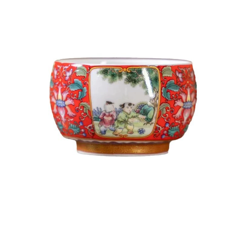 Ceramic enamel, capacious retro high quality tea cup for home use, wide neck