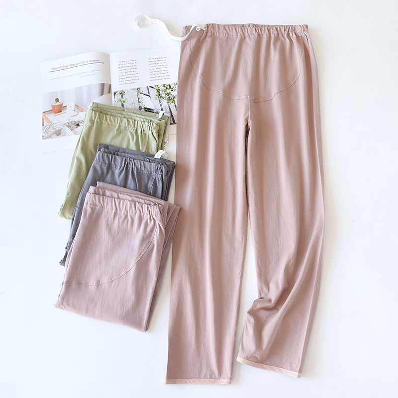 Cotton demi-season thin solid color soft trousers for leisure with…