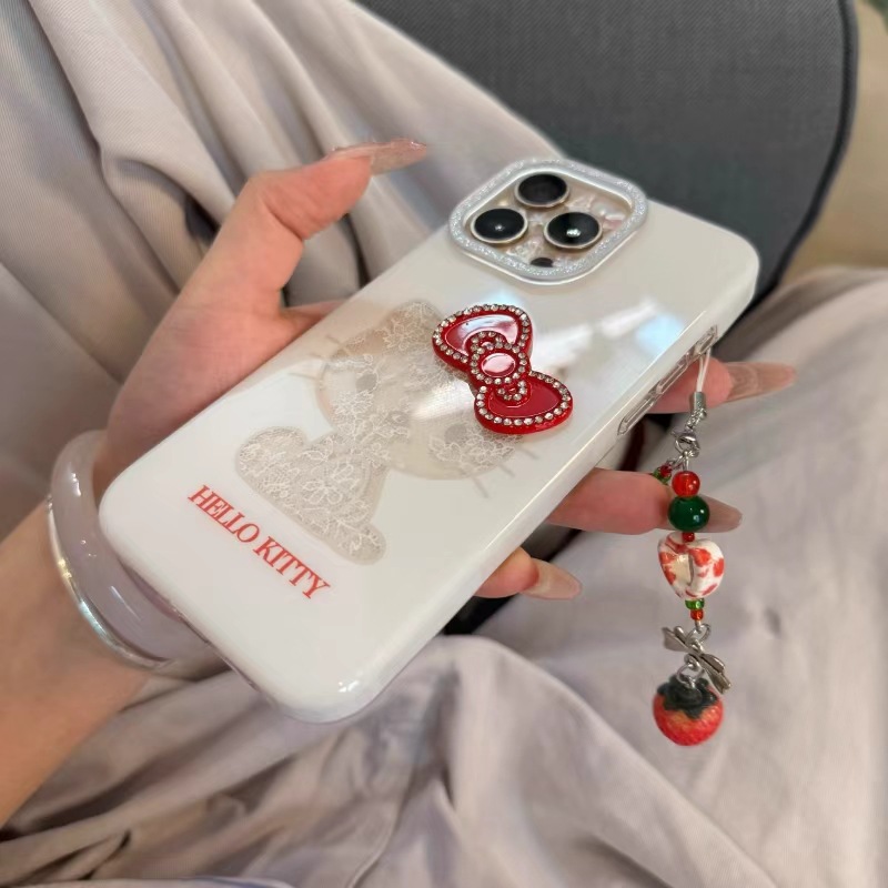 Girl Heart ins Encaje Bowkt Kt Aplicable iPhone16ProMax/15 Funda para teléfono Apple 14 Nuevo 13