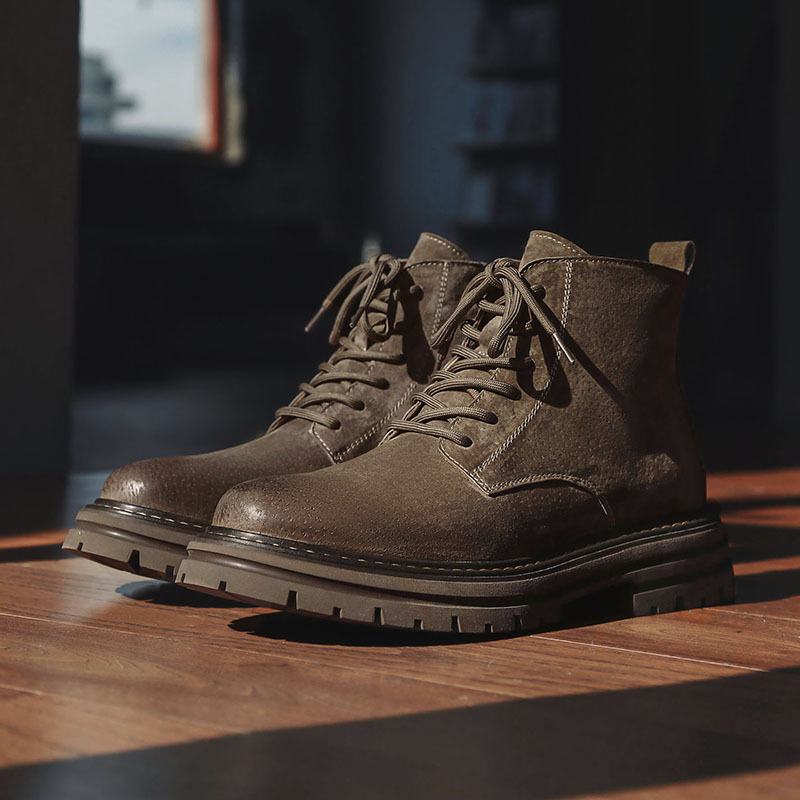 Nouvelles bottes courtes tendance d'automne, grandes bottes jaunes assorties, bottes de travail pour hommes, chaussures pour hommes_voghion.com