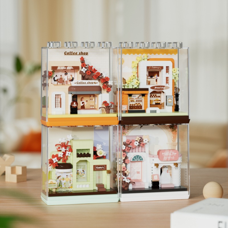 Chao Lechuang micro partículas insertadas puzzle puzzle bloques de juguetes de construcción tienen una pequeña tienda 7367 - 7370 Street View modelo DIY