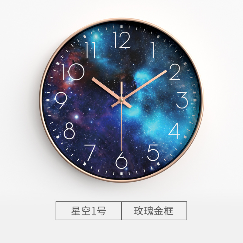 Reloj de pared creativo para sala, reloj de pared silencioso de estrellas, reloj de cuarzo para dormitorio/hogar