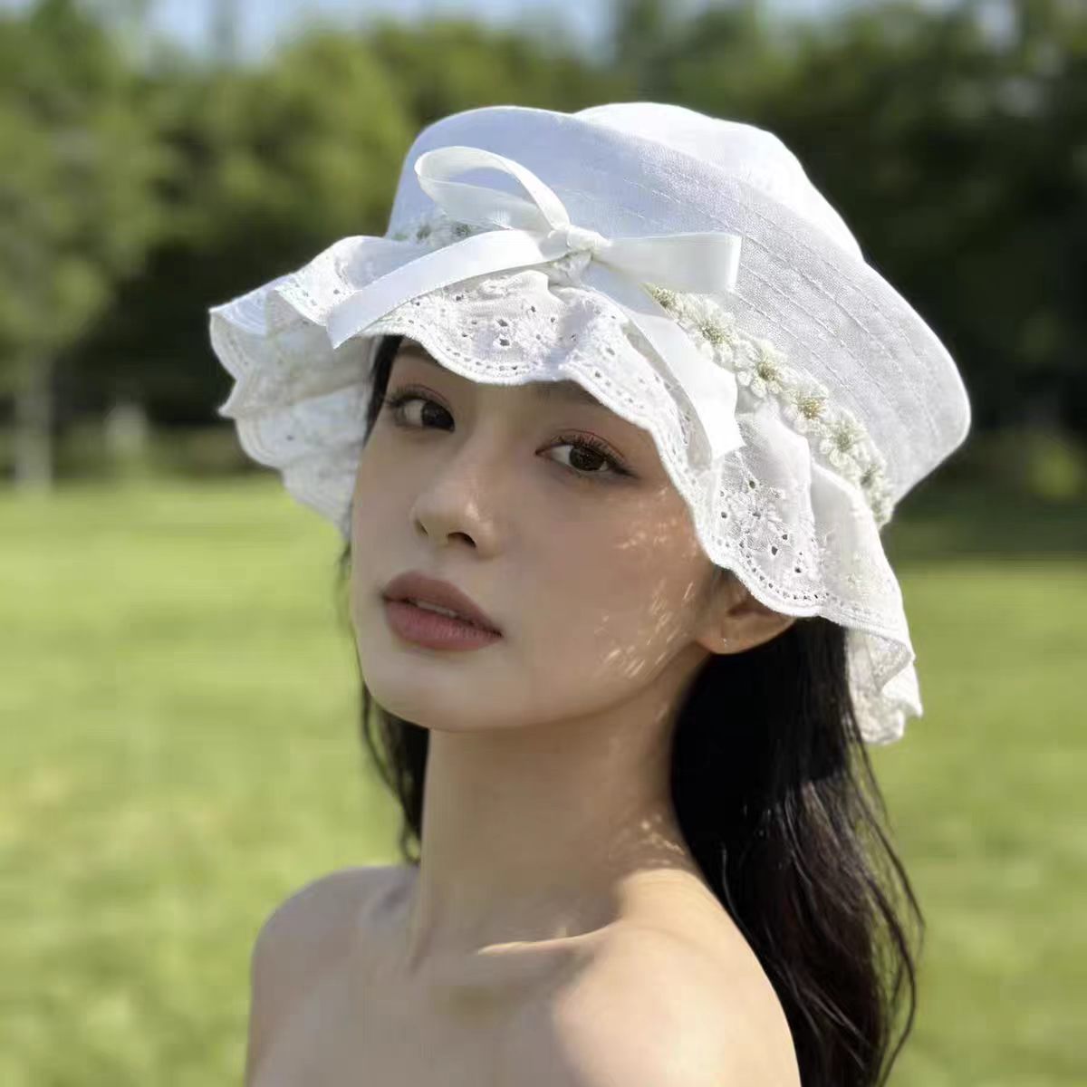 흰색 해변 사진 촬영용 흰색 선장 네이비 모자