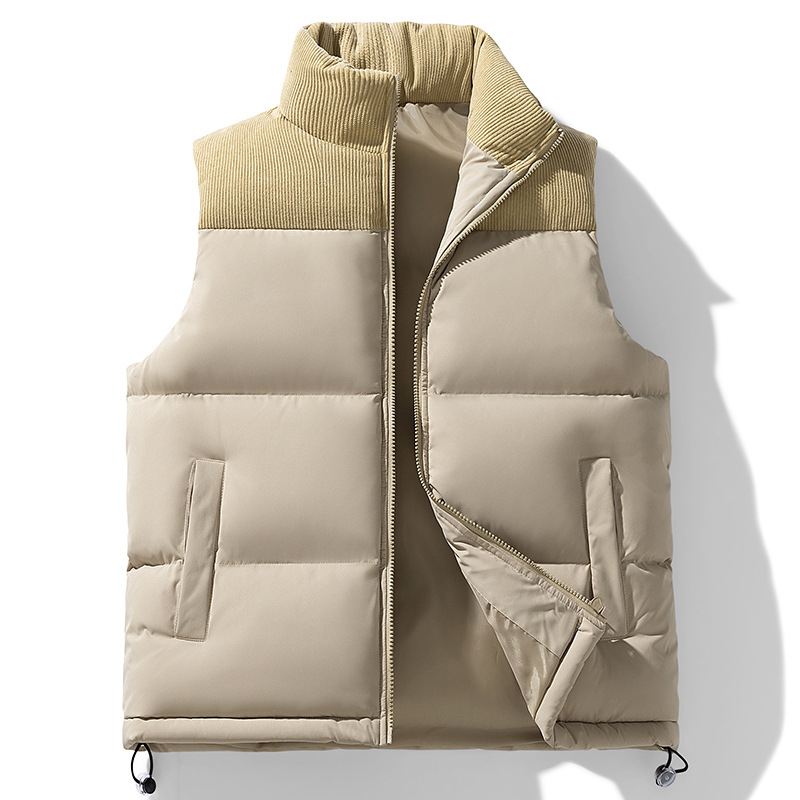 Invierno chaleco de algodón de pluma para hombres otoño y invierno nuevo tipo de chaleco de algodón de cuello vertical chaleco de calentamiento chaleco de cordillero hombro para hombres image 5