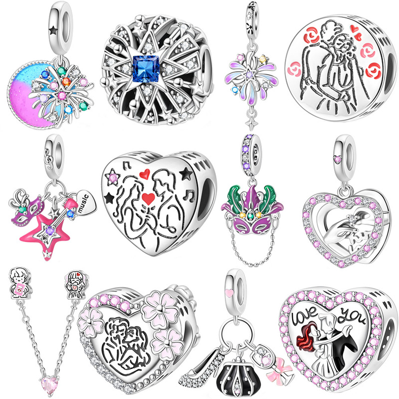 European and American Hot-Selling Fireworks Wedding DIY Bracelet Beaded Accessories Prom Party Copper Silver-Plated Beads Factory Direct Sale