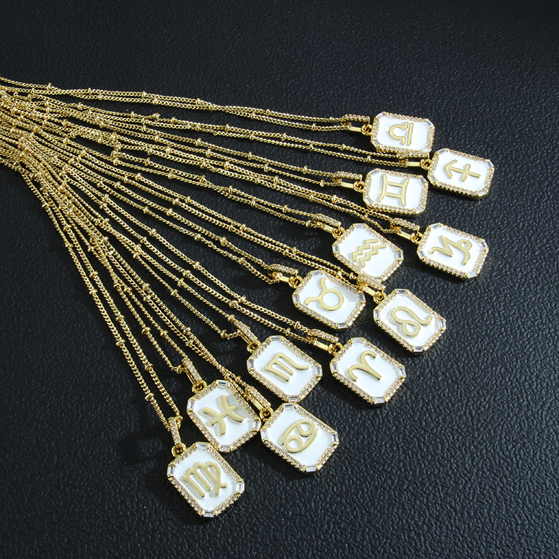 Fashion Constellation Copper Enamel Rhinestones Pendant Necklace 1 Piece