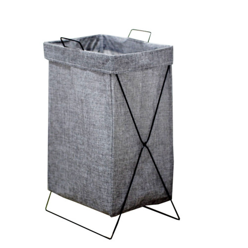 Iron frame folding waterproof dirty clothes basket large storage laundry basket dirty clothes basket cotton and linen fabric storage basket wholesale