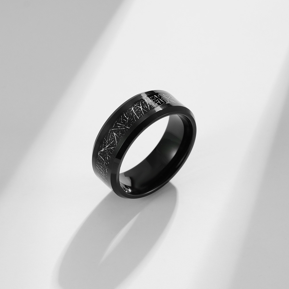 Tungsten Steel Material Round Pattern Casual Simple Style Round Tungsten Steel Polishing Men's Rings