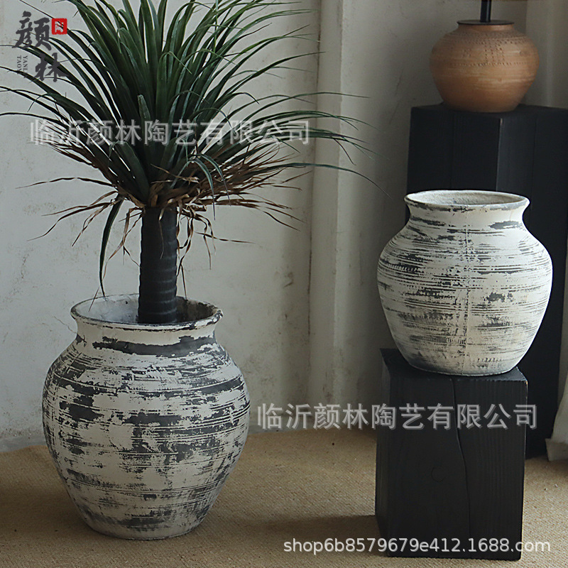 Hacer viejas macetas de cerámica de cemento en el hogar decoración de hoteles y centros comerciales de aterrizaje de grandes vasijas diseñadores de paisaje decoración