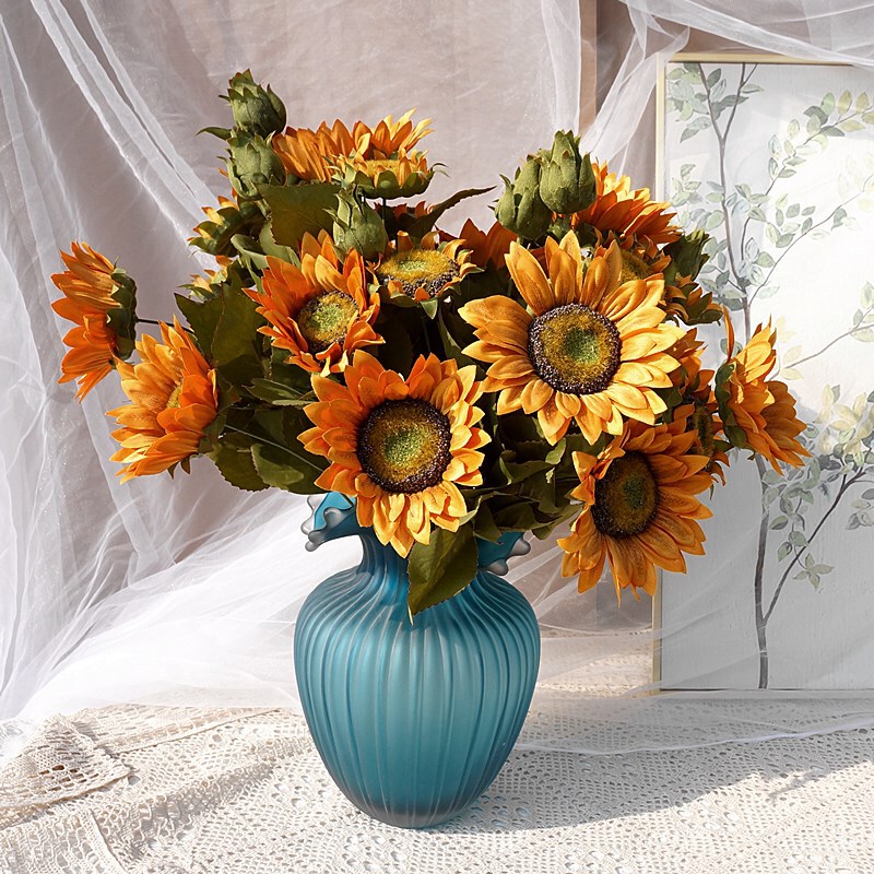 Artificial Sunflowers in Autumn Colors, Large Bunches of Sunflowers for Home Decoration, Floral Arrangements, Wedding Decorations, Stage Scenery