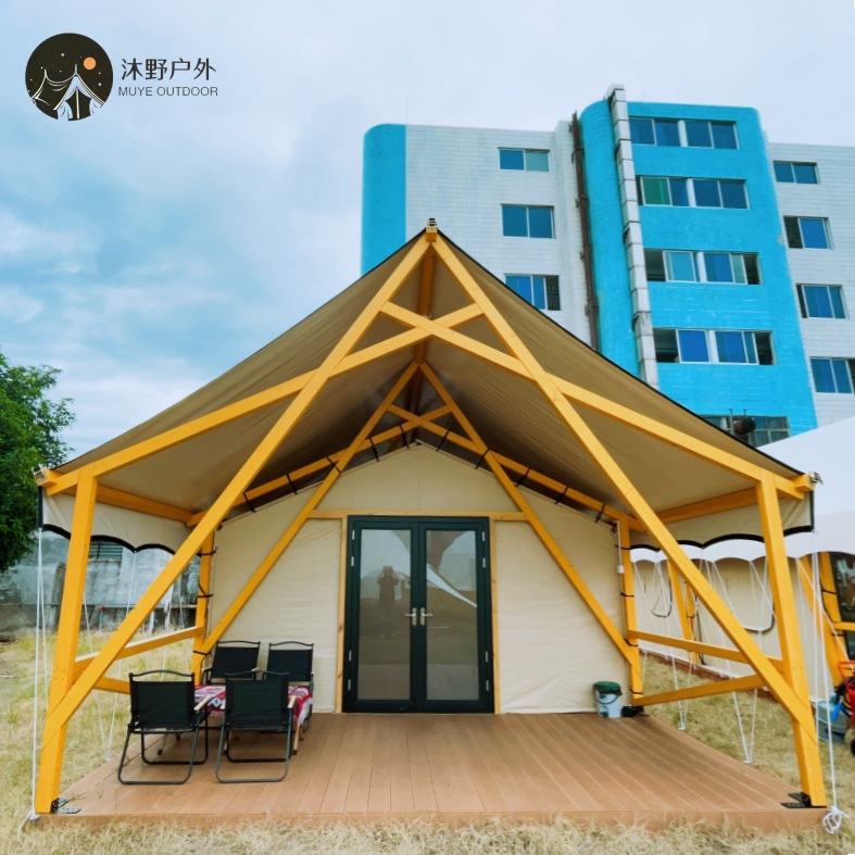 Outdoor camping large wooden structure tent hotel Scenic area Camp…