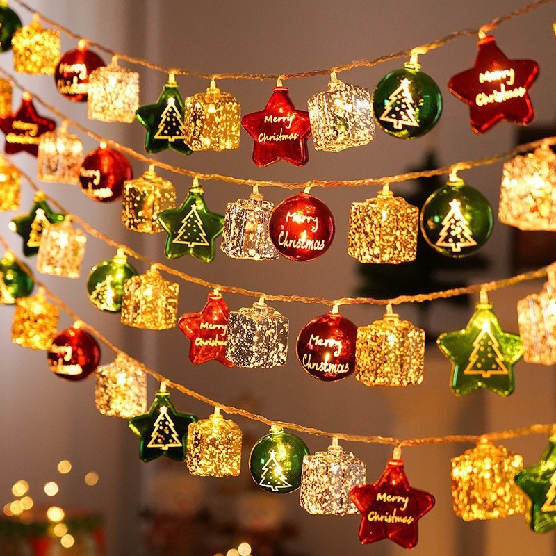 Decoración de Navidad cadena de lámparas LED transfronterizas fabricantes de explosión de estilo recto de Navidad atmósfera de lámparas al aire libre fiesta de patio
