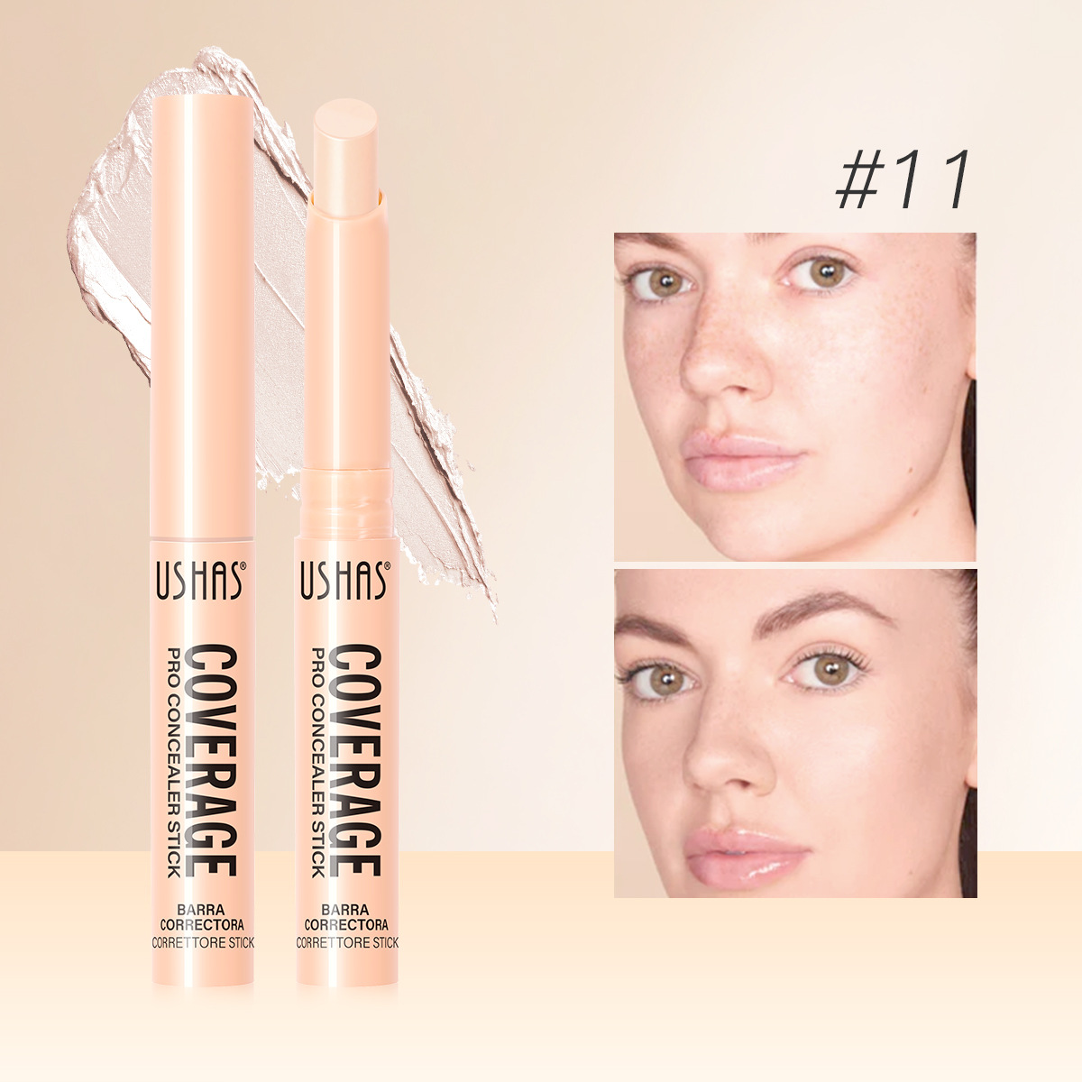 USHAS Europa y los Estados Unidos transfronterizos spot varilla impermeable a largo plazo natural reparar el maquillaje estereoscópico UC058A + B