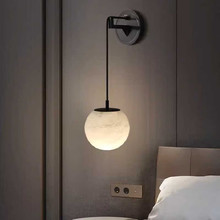 全铜进口云石壁灯设计师床头酒店现代卧室轻奢玄关个性中山灯具