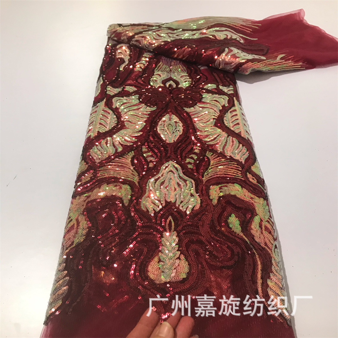 Malla de poliéster africano lentejuelas encaje europeo y americano DIY elegante vestido de novia vestido etapa rendimiento ropa tela JX3957 image 7