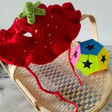 草莓帽宠物帽狗狗猫猫帽针织宠物帽毛线针织宠物钩织帽子手工钩织