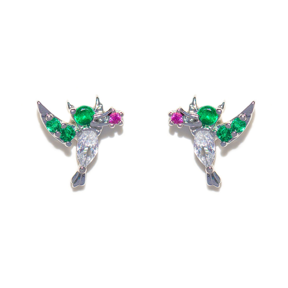 1 Set 1 Pair Simple Style Cartoon Character Inlay Brass Zircon Ear Studs display picture 3