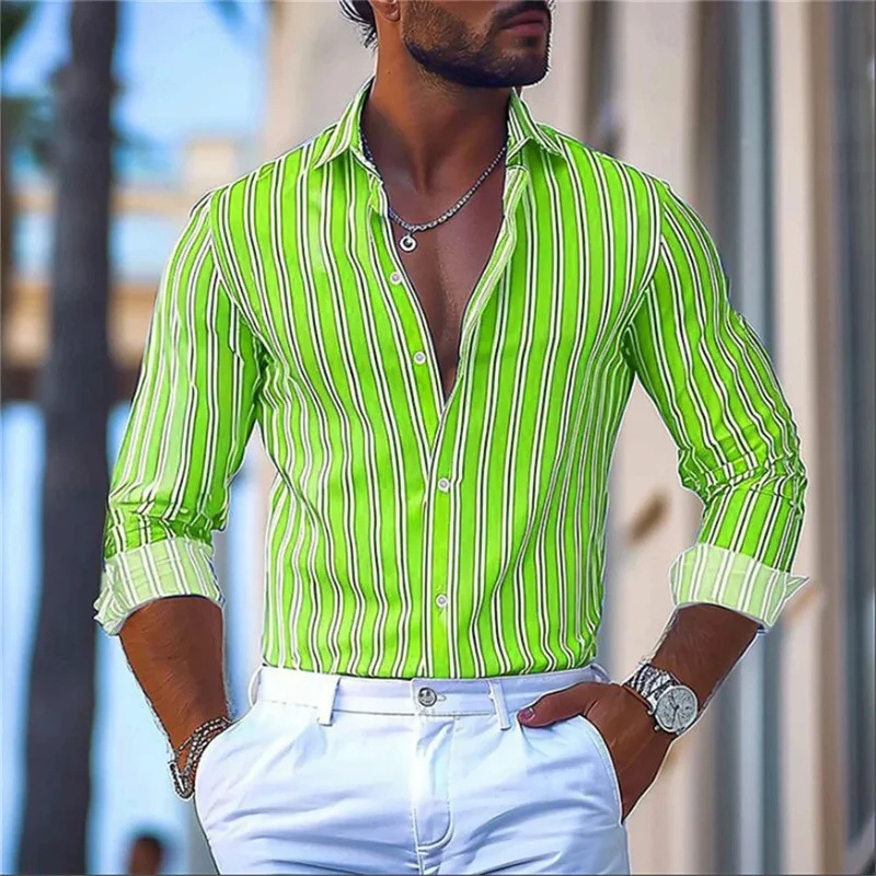 Camisa de manga larga a rayas con sentido de diseño de otoño para hombres sueltos 2024 nuevos tops se pueden usar afuera MB12