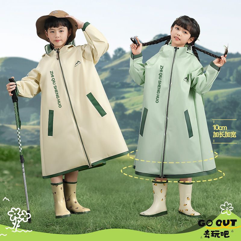 Children's Raincoat for Boys and Girls, Special Rainproof Fashion New Style Youth School Bag Poncho for Primary School Students to Go to School