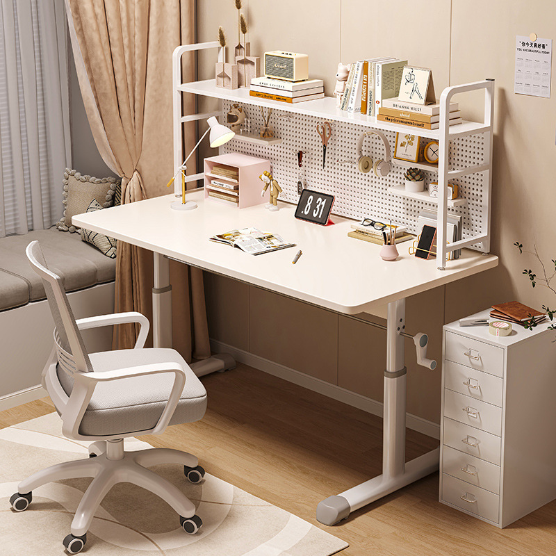 Escritorio, estantería, escritorio integrado, aprendizaje en casa para estudiantes, escritura, trabajo simple y elevable, almacenamiento de escritorio para computadora de escritorio
