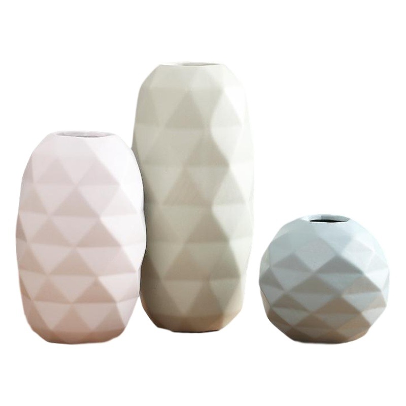 Estilo nórdico moderno minimalista macaron florero de cerámica restaurante del hotel arte geométrico decoración suave al por mayor