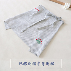 純綿ハーフエプロン刺繍花キッチン防汚フラワーショップベーキングファッション韓国風かわいいエプロン薄いバブルコットン