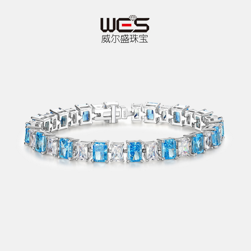 Wilsheng 2023 nuevo S925 plata Flor de hielo corte alto carbono diamante pulsera luz lujo ins nicho diseño regalo Año Nuevo