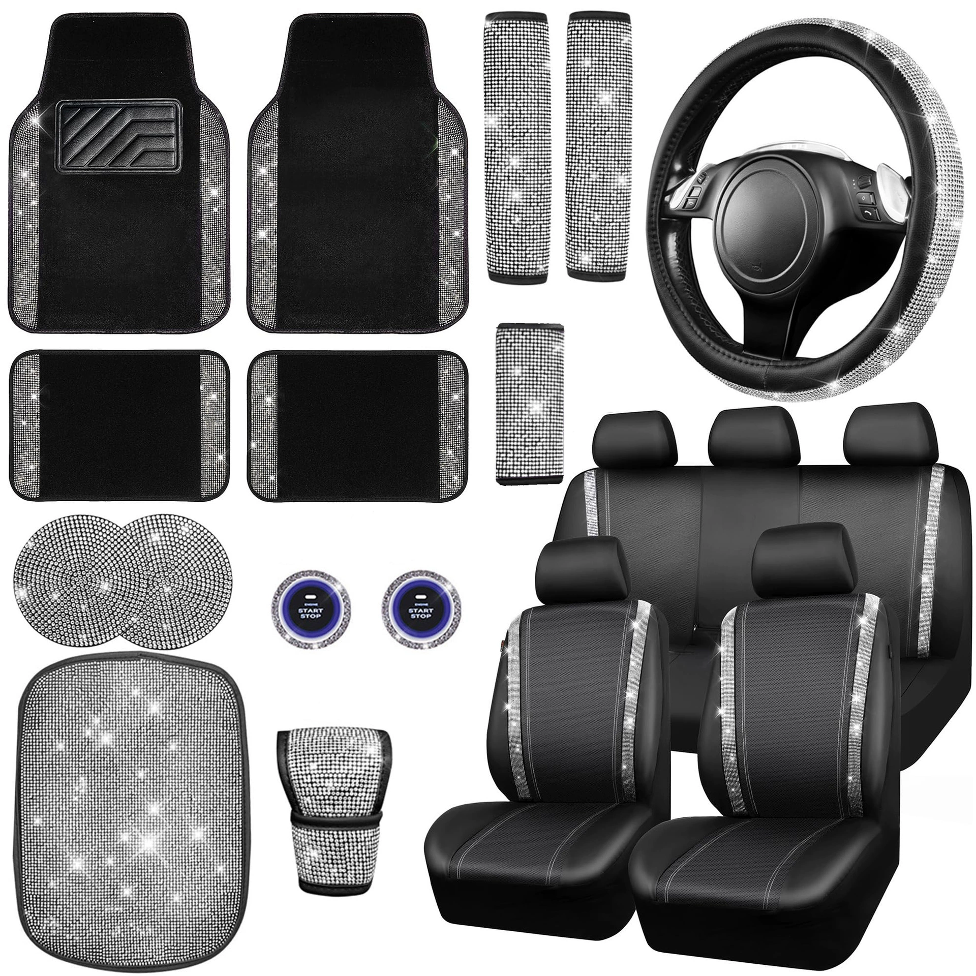 Чехол на автомобильное сиденье с бриллиантами, противоскользящий чехол на автомобильное сиденье, универсальная подставка для ног, чехол на руль, накладка на подлокотник, эксклюзивная трансграничная модель