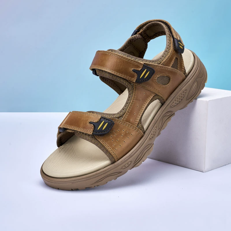 AliExpress легкие сандалии на мягкой подошве, летние дышащие сандалии из воловьей кожи первого слоя, римская обувь, повседневная мужская обувь для вождения