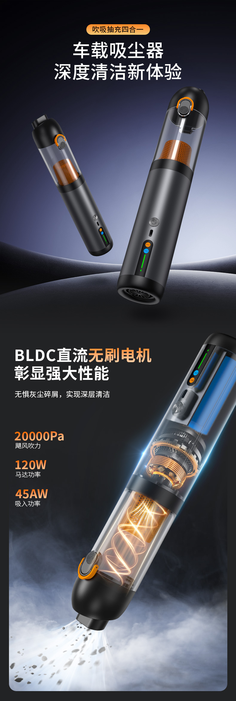 Cross-Border Car Vacuum Cleaner Handheld Small Super Powerful Charging Household High-Power Suction and Blowing Dual-Purpose Wireless Vacuum Cleaner