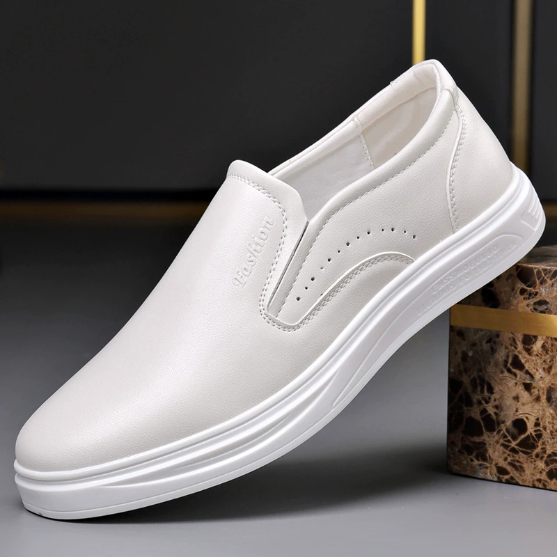 Весенние и летние новые кроссовки для вождения автомобилей обувь мужская чистая черная вся белая деловая работа маленькая белая обувь трансграничная обувь большого размера Lefu