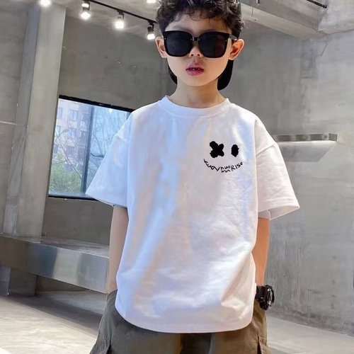 Short-sleeved printed T-shirt for boys and girls in summer mid-to-large children's Japanese cartoon 2024 new fashionable half-sleeved loose top
