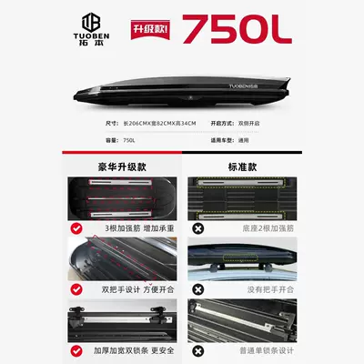Tuoben – Roof box - no-punching-required-750l-upgraded-single-box-black-white-and-gray-take-a-photo-and-leave-a-message