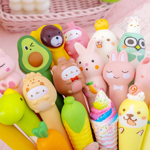 Creative decompression vent memory foam rebound gel pen cute internet celebrity decompression artifact cartoon decompression pen wholesale