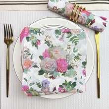烫金鲜花派对印花纸巾餐巾纸聚会彩色纸花草餐厅两层纸一次性餐巾