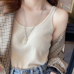 Women's Blouse: Inner Tank Top for Suit, 2024 Spring Design, Unique Ice Silk Knit, Sleeveless Top for Outerwear