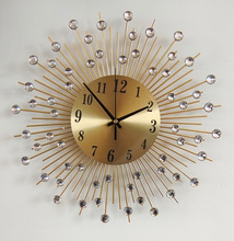创意挂钟速卖通亚马逊外贸小号创意挂钟静音金属钟表镶钻工艺时钟
