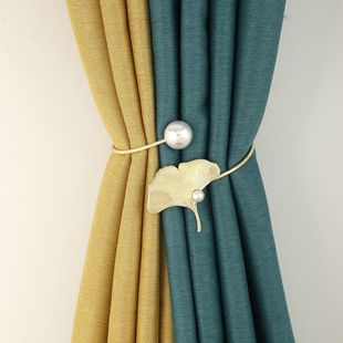Simple and Luxurious Ginkgo Leaf Leaves Metal Punch-Free Curtain Straps Adjustable Shape Curtain Buckles Wholesale