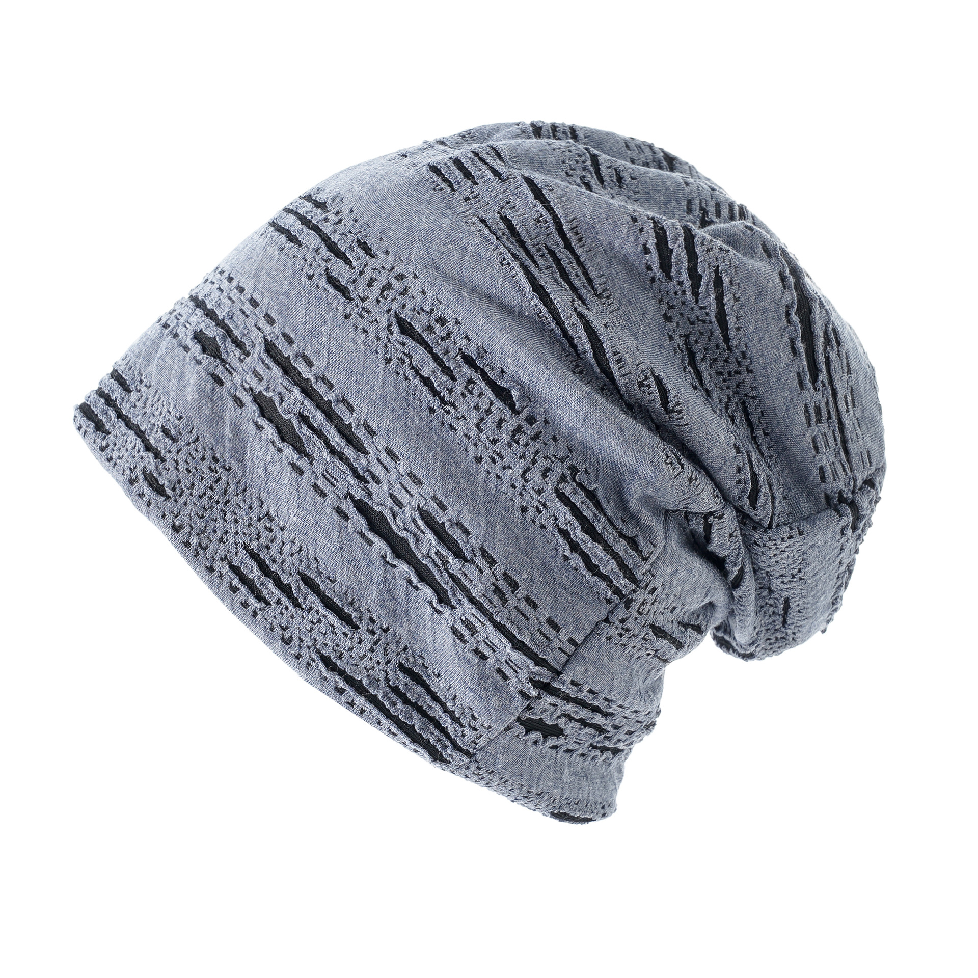 Cooles Mädchen auf der Straße mit Loch, einfarbig, in einen Haufen Hüte gehüllt, hoch und kalt, faul, Kopftuch, Hut,_voghion.com