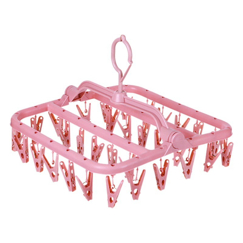 Perchero plegable para colgar ropa con 32 clips para calcetines, tendedero, colgador de ropa redondo para estudiantes, estilo nórdico.
