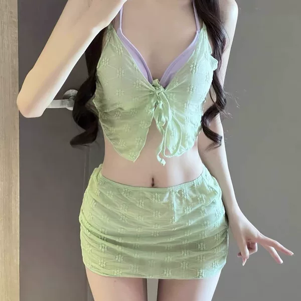 2026 New Style Women's Swimsuit Bikini Four-Piece Set, Fresh and Youthful Bikini for Girls and Students, Hot Spring Swimwear
