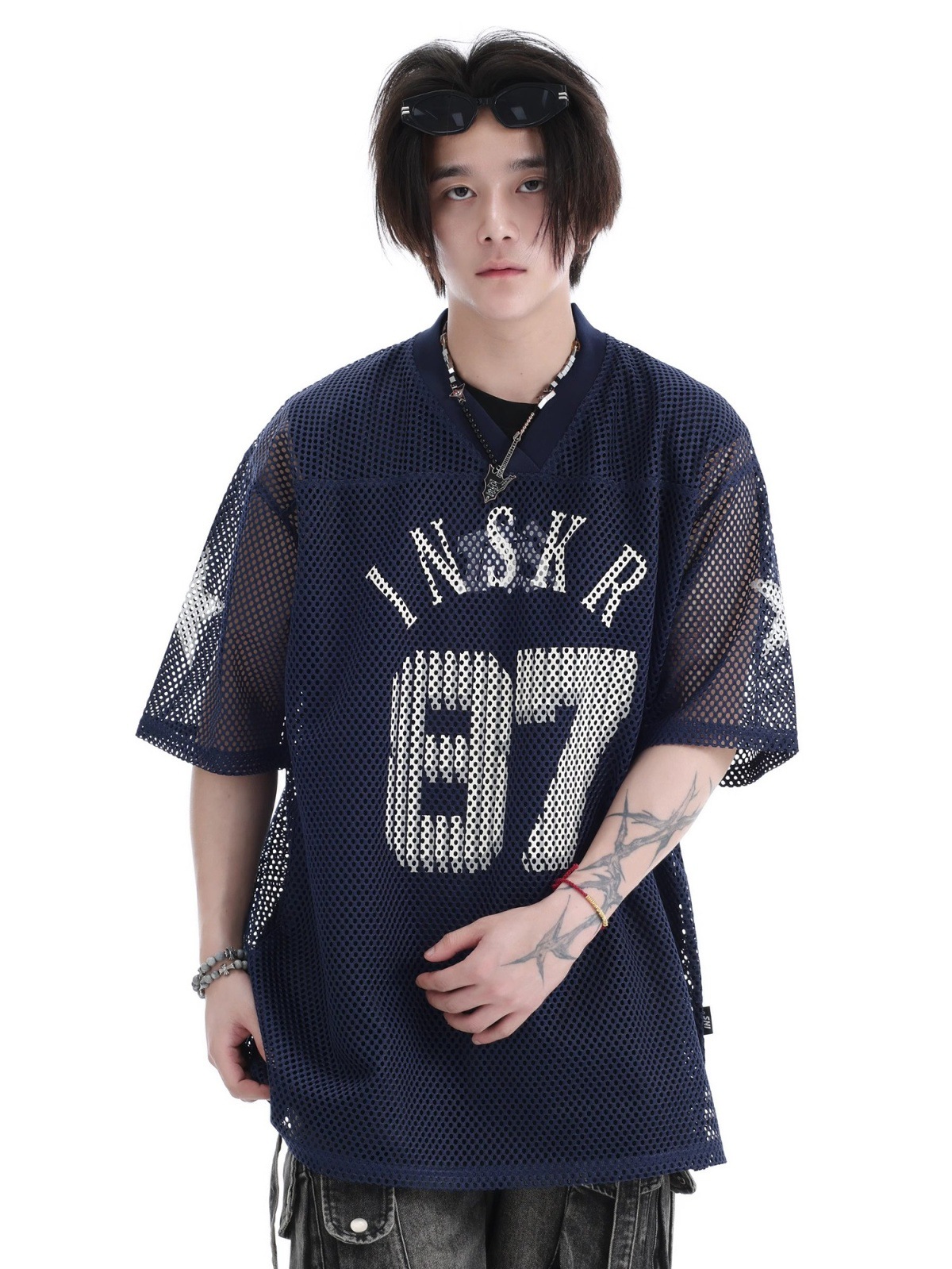 Mesh Jersey American Street Style Printed Short Sleeve T-Shirt For Men And Women Summer_viptrois.com